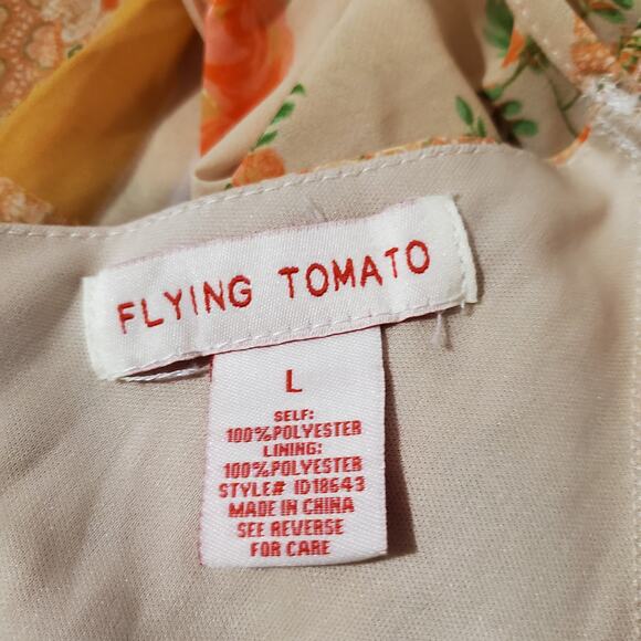 Flying Tomato Floral Bandana Print Tiered Maxi Dress L Cottage Prairie Country - Picture 7 of 11